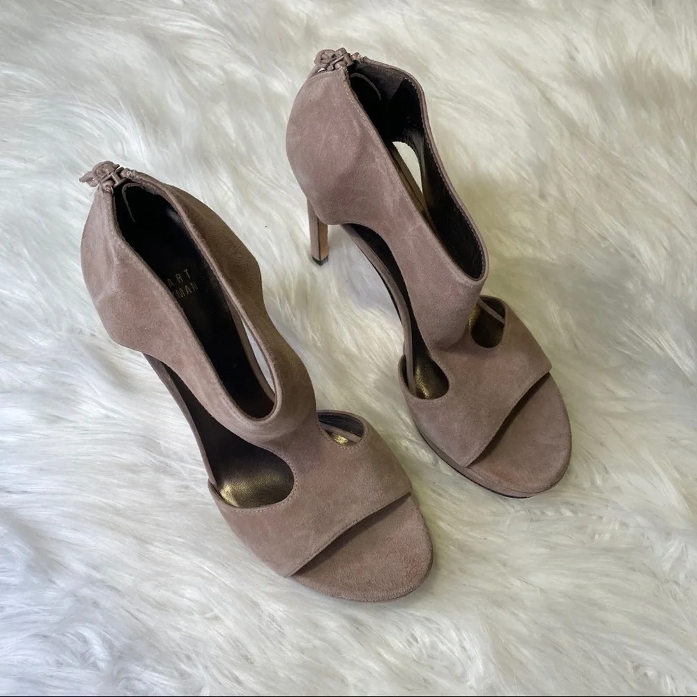 Stuart Weitzman Hot Stuff T-Strap Platform Sandal in Haze Suede Size 9M NWT